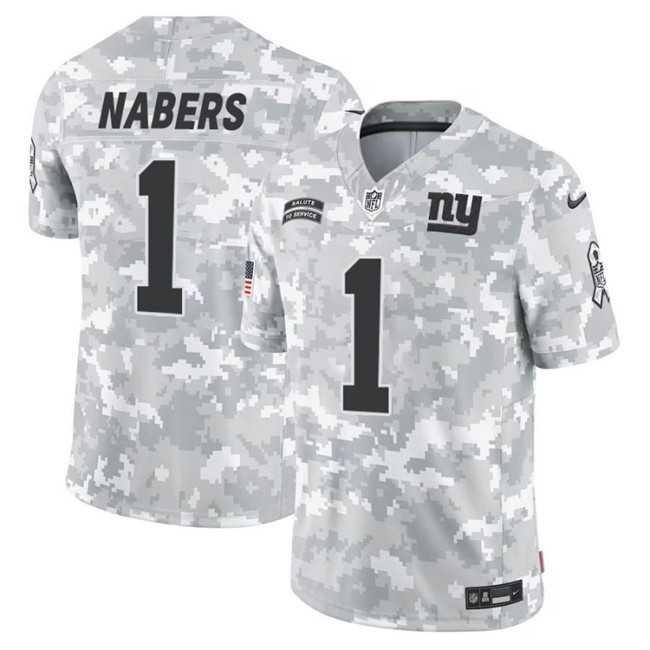 Mens New York Giants #1 Malik Nabers 2024 F.U.S.E Arctic Camo Salute To Service Limited Stitched Football Jersey Dzhi->new york giants->NFL Jersey